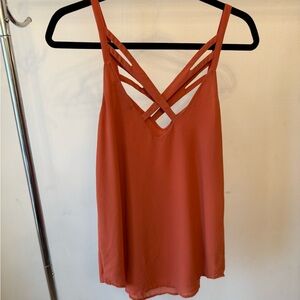 Strappy V-Neck Women's Tank Top - Rust